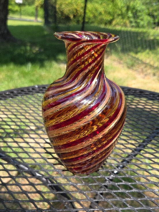 Murano Other - Murano Handblown Glass Vase in Swirled Amber and Other Neutral Colors.
